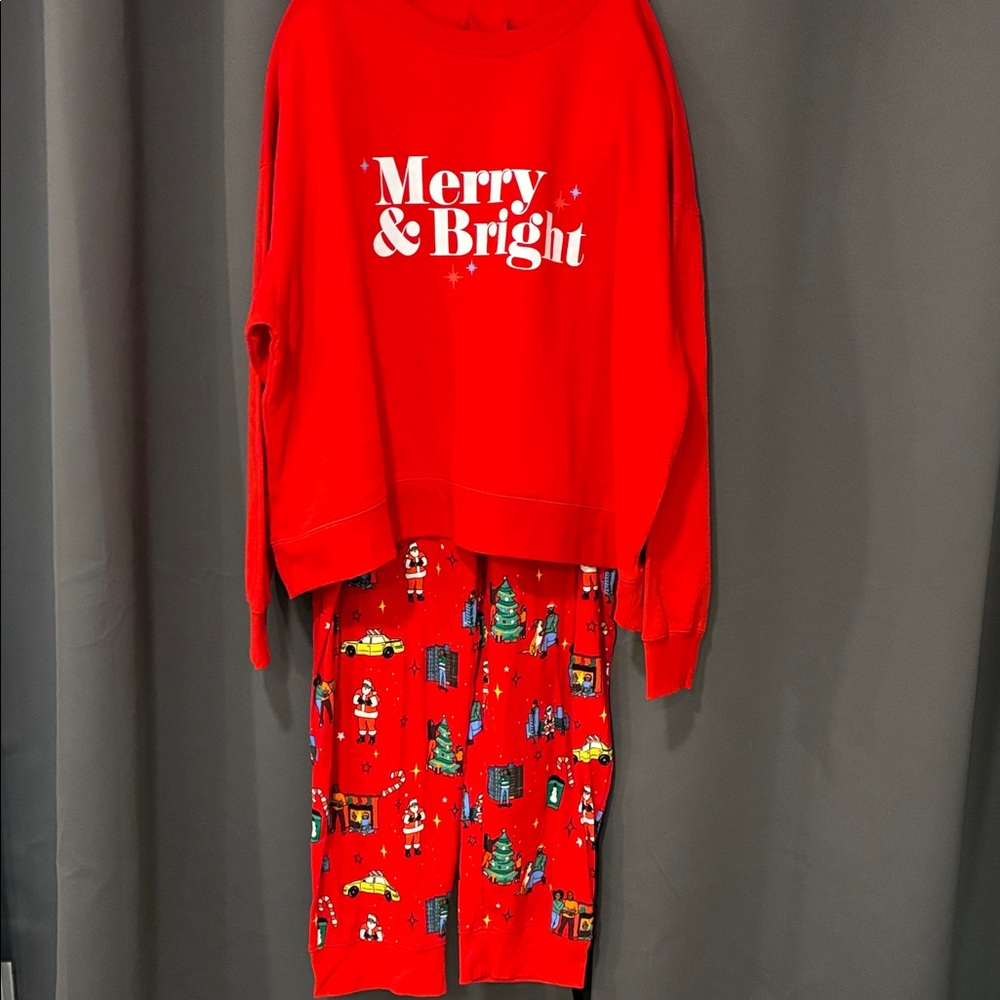 Wondershop Red 'Merry & Bright' Pajama Set.  Top women's, bottom men's.